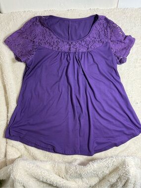 GNAILEUE Women’s Plus Size Purple Lace Tunic Top